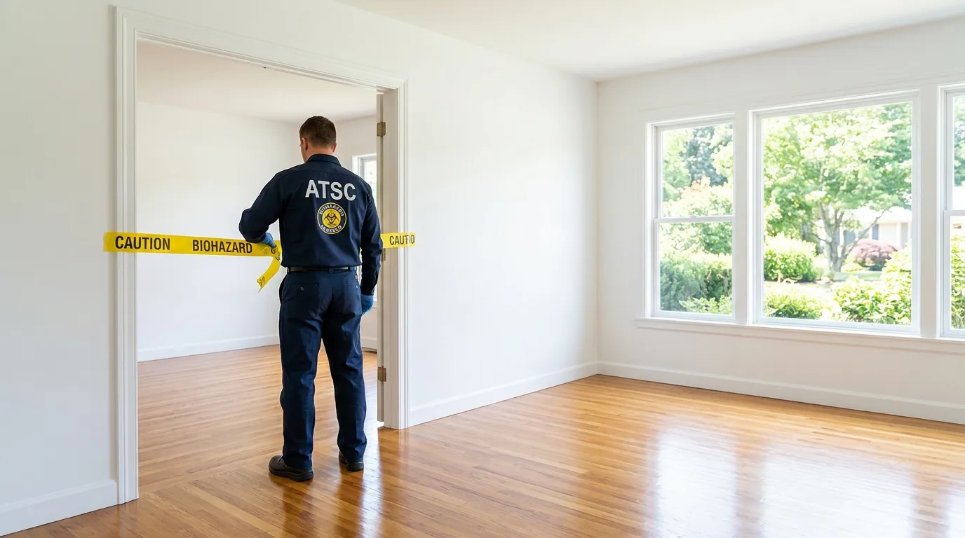 Certified biohazard cleanup crew performing Trauma Scene Cleanup in Blakely